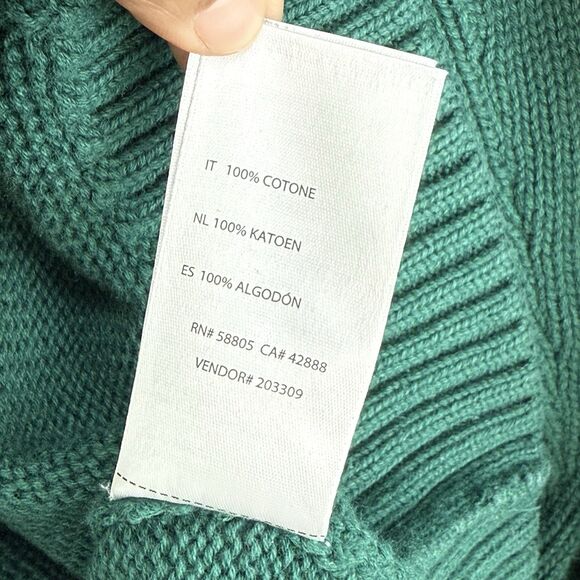 Oak Hill 3XL Green Cotton Shawl Collar Vneck Cable Knit pullover Sweater - Picture 9 of 16